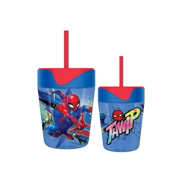 Vaso plateado Buffalo Marvel Spiderman Thwam de 500 ml con pajita