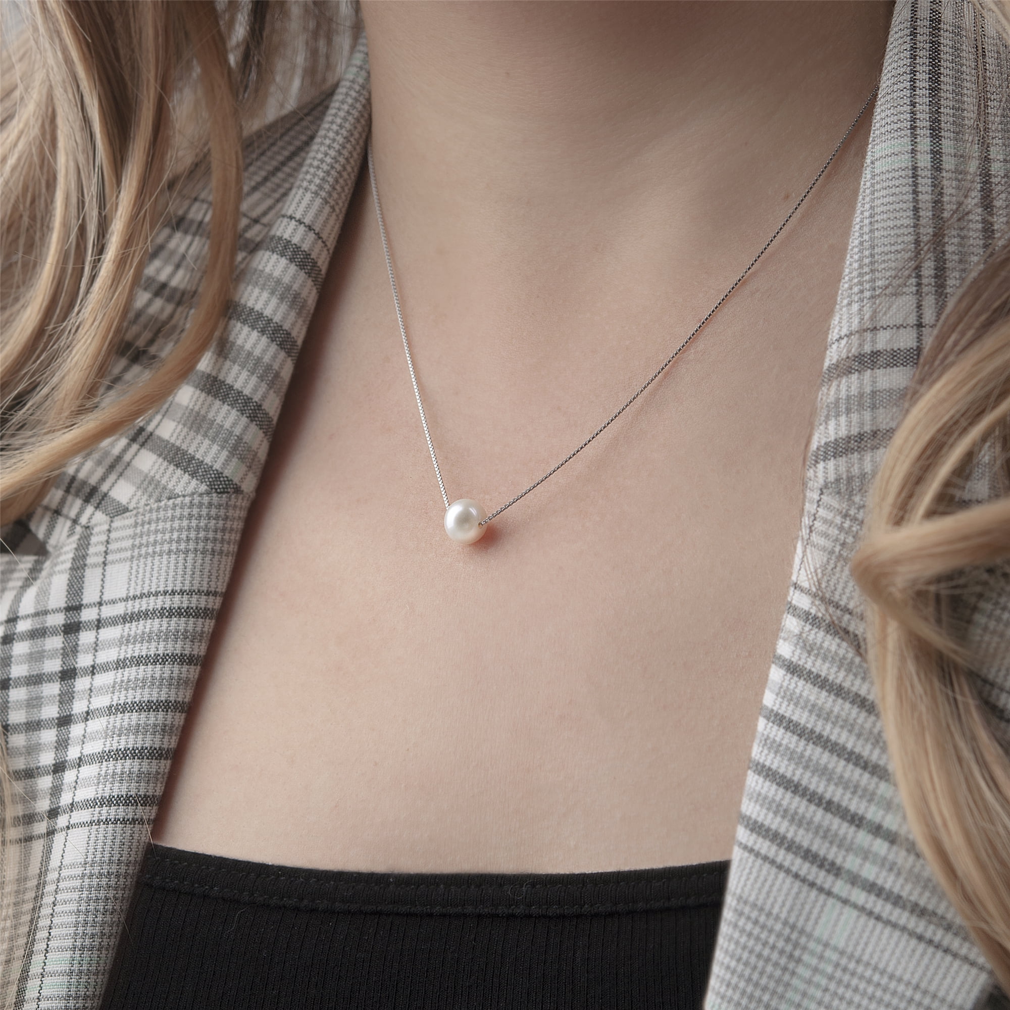 Anavia Sterling Silver Pearl Necklace Christmas Gifts for Daughter, Mom to Daughter Necklace Jewelry Gift, Granddaughter Niece Necklace Gifts for Christmas-[White Pearl + Silver Chain]