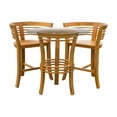 thumbnail image 2 of 3 Piece Teak Wood Half Moon Outdoor Patio Bistro Bar Set with 36" Round Glass Top Table and 2 Barstools, 2 of 5