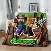 Soft and Warm M-Minecraft Blanket Featuring My World Sandbox Game Characters 3D Print Fleece Throw Blanket