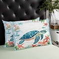 thumbnail image 4 of Teal Red Coastal Throw Pillow Cover 12 x 20 Inch Decorative Pillow Cover Summer Beach Turtle Starfish Nautical Lumbar Pillowcase Seasonal Rectangle Cushion Case for Couch Sofa Bed Living Room, 4 of 7