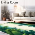 thumbnail image 2 of ODIKA 4'x6' Machine Washable Non-Slip Area Rug, Rainforest Escape Floor Pair Verdant Leaves and Tranquil Seashore Motif High Traffic Rug, Green, 60523, 2 of 7