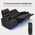 thumbnail image 6 of MCombo 77.6" 3 Seats Power Reclining Sofa, Home Theater Seating with LED Light & Armrest Storage, Faux Leather, Black, 6 of 9