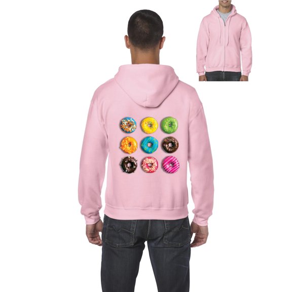 Mens Love Food Donuts Doughnuts Full-Zip Hooded Sweatshirt