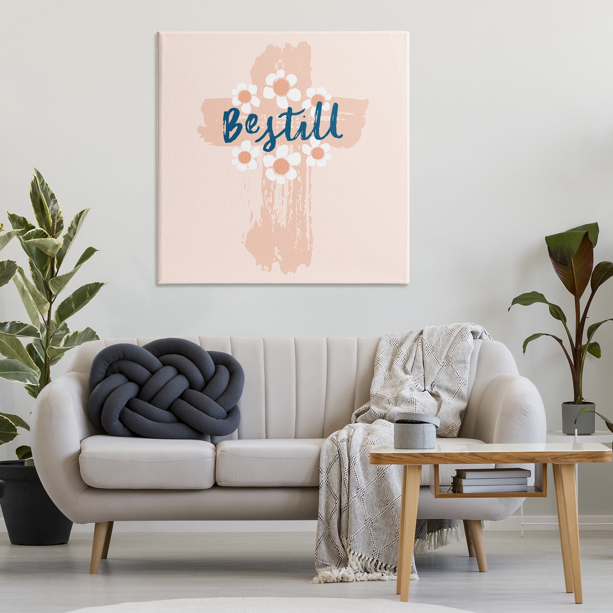 Stupell Industries Be Still Pastel Cross Religious Painting Gallery Wrapped Canvas Art Print Wall Art, 36 x 36