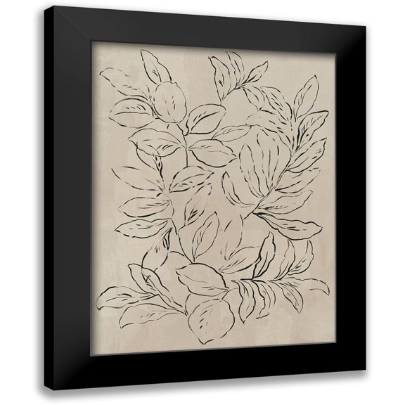 Jensen, Asia 12x14 Black Modern Framed Museum Art Print Titled - Outlined Leaves II