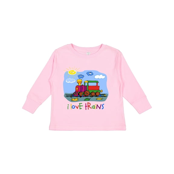 Inktastic I Love Trains Boys or Girls Long Sleeve Toddler T-Shirt
