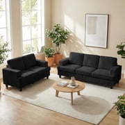 Mjkone 2-Piece Living Room Furniture Sets, Chenille Couch and Loveseat Set, Modern Sectional Sofa Sets for Living Room, Apartment, 3-Seater + Loveseat,Dark Grey
