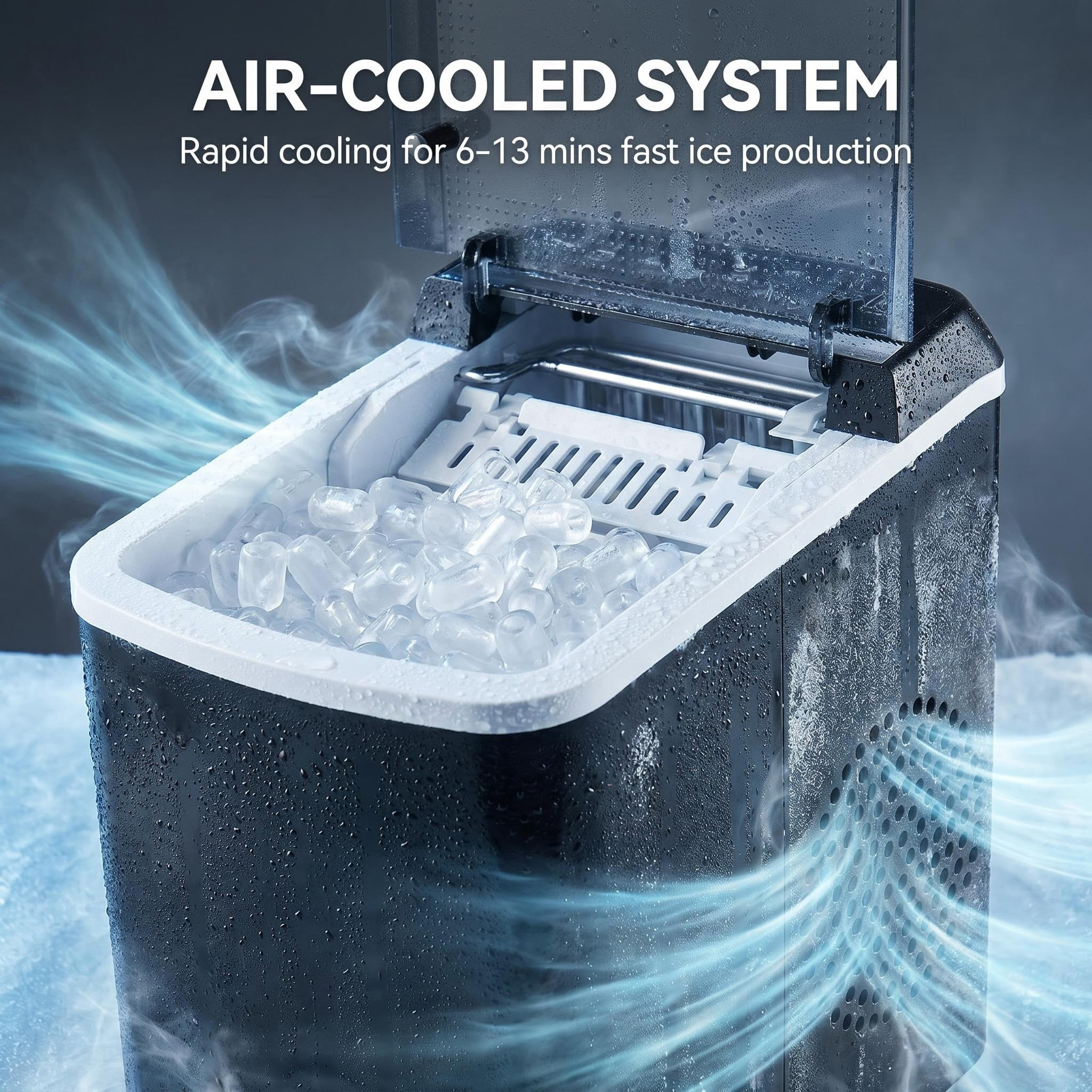 Countertop 9-Bullet Ice Maker, 33lbs/24h Portable Ice Cube Machine, 9 Ice Cubes Ready in 6-13 Mins for Home, Bar and Outdoor Recreation