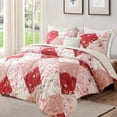 thumbnail image 3 of Whale Flotilla 3-Piece Queen Comforter Set, Soft Reversible Bedding Comforter Sets, Patchwork Printed Down Alternative Comforter Duvet for All Seasons, Red, 3 of 9