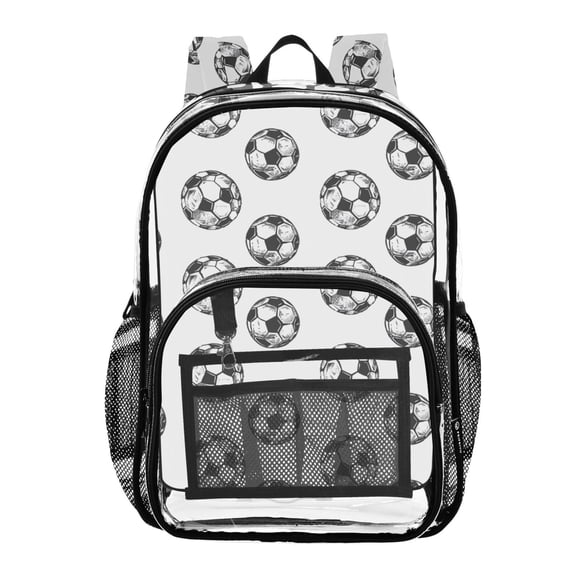 ALAZA Clear Backpack Soccer Balls Football Pattern PVC Transparent BookBag