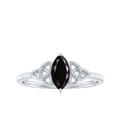 thumbnail image 4 of Rosec Jewels Genuine Black Spinel Solitaire Celtic Ring with Diamond for Women (4X8 mm), 18K White Gold, US 6.50, 4 of 8