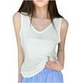 thumbnail image 2 of HOMBOM Loose Fit Muscle Tops for Women 2025 White Dressy V-Neck Sleeveless Solid Color Tank Blouse, 2 of 7
