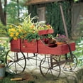 thumbnail image 2 of Collections Etc Amish Wagon Decorative Indoor/Outdoor Garden Backyard Planter, Red, 2 of 6
