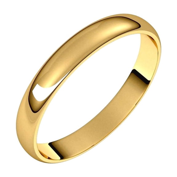 10k Yellow Gold Half Round 3mm Ultra-lightweight Half Round Ultra-light Band Size 6 Ring for Women and Men
