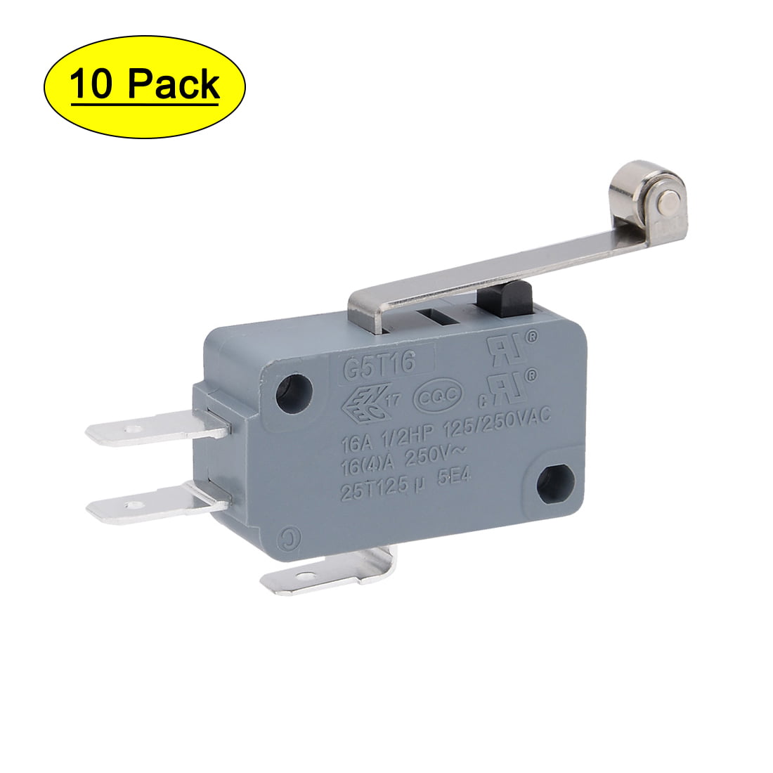 2Pcs Momentary Micro Limit Switch 3-16A 250VAC Long Hinge Roller Arm SPDT Snap Action LOT 