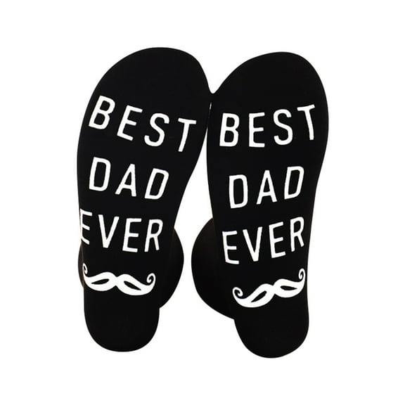 Bibifish Funny Socks For Men Novelty Mid Calf Socks For Dad With Letter Print Grips Bottom Funny Above Ankle Fathers Middle Cube Socks