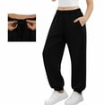 thumbnail image 5 of Kids Boys Girls Hidden Drawstring Wide Leg Sweatpants Soft Travel Joggers with Pockets High Waisted Hiking Yoga Pants Black 11 Years, 5 of 9