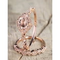 thumbnail image 2 of 2 carat Round Cut Morganite and Diamond Halo Bridal Wedding Ring Set in Rose Gold: Bestselling Design Under Dollar 600, 2 of 2