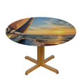 thumbnail image 3 of Orinice Sailboat Ocean Sunset Round Table Cover Stain Resistant Washable Indoor Outdoor Tablecloth Kitchen Dining Wedding Parties 100% Polyester Fiber 31-35, 3 of 8
