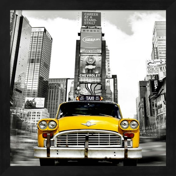 Vintage Taxi in Times Square, NYC (detail) by Julian Lauren, Framed Wall Art, 13.25W x 13.25H