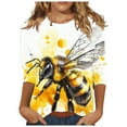 thumbnail image 2 of BLTIBY Bee Shirts for Women 3/4 Length Sleeve Tunic Tops Funny Cute Bee Graphic Tee Blouse Summer Casual Tshirt Ladies Gifts Pullover Tops 2025 Yellow 3 S, 2 of 5