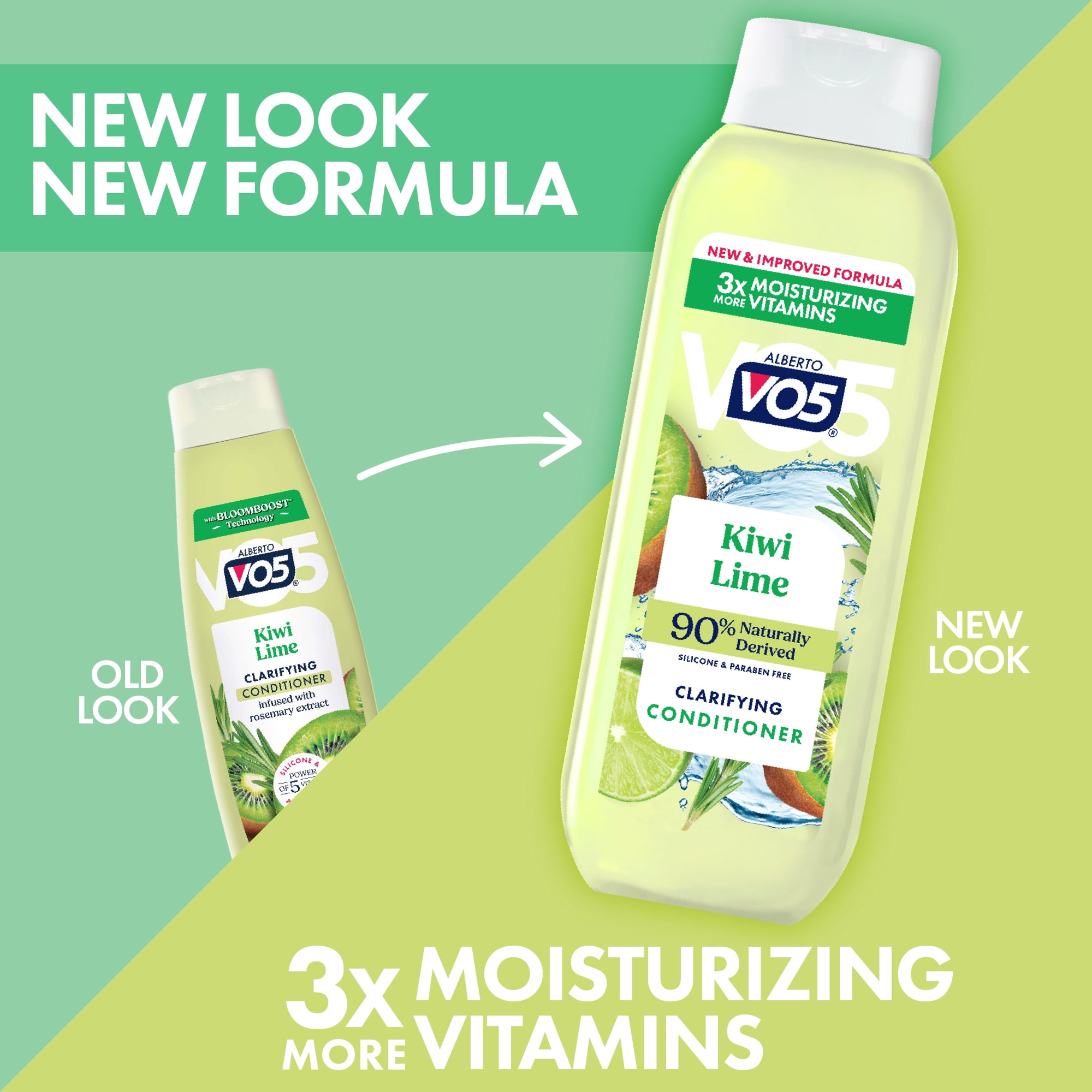 Alberto VO5 Kiwi Lime Clarifying Hair Conditioner with Rosemary Extract, 98% Naturally Derived, Paraben Free, Vitamin-Enriched Formula for Fresh, Clean Hair