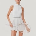 thumbnail image 4 of Women's Sleeveless Zip Front High Neck Tennis Dress with Pleated Skirt and Contrast Waist Trim - X Large, White, 4 of 7