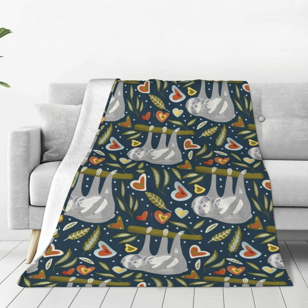 Fotbe Cute Sloth Manta de Franela Acolchonada con Estampado, Súper Suave y Esponjosa, Extra Grande para Sofá, Cama, Uso Todo el Año-40"x30"