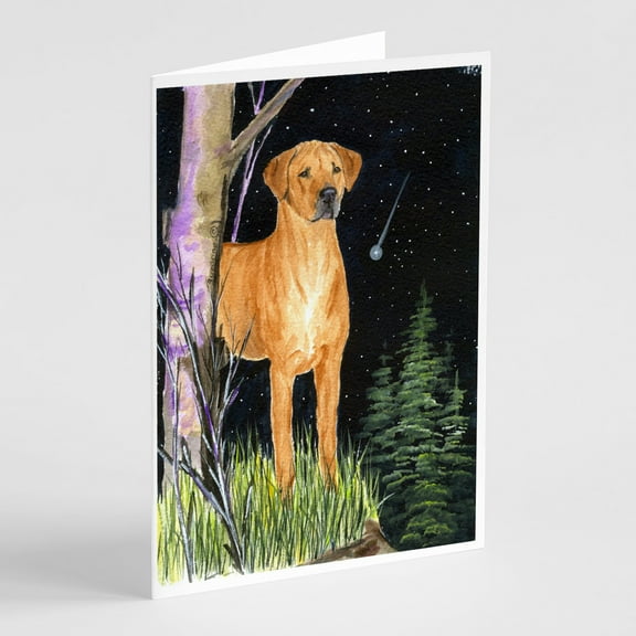 Starry Night Rhodesian Ridgeback Greeting Cards and Envelopes Pack of 8
