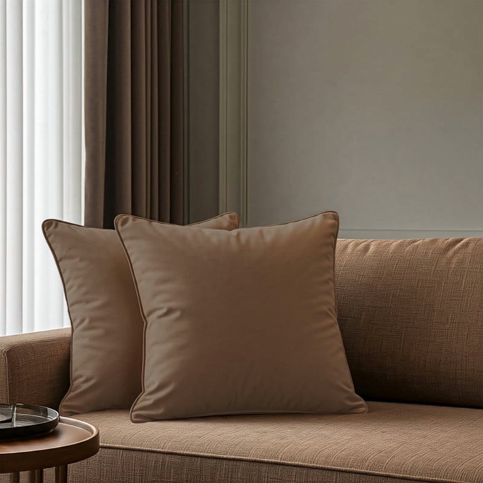 A1HC Set of 2 Luxurious Soft Velvet Throw Pillow Covers Only, 22"x22", Cocoa, Decorative Cushion Covers with Hidden YKK Zipper for Sofa or Bed