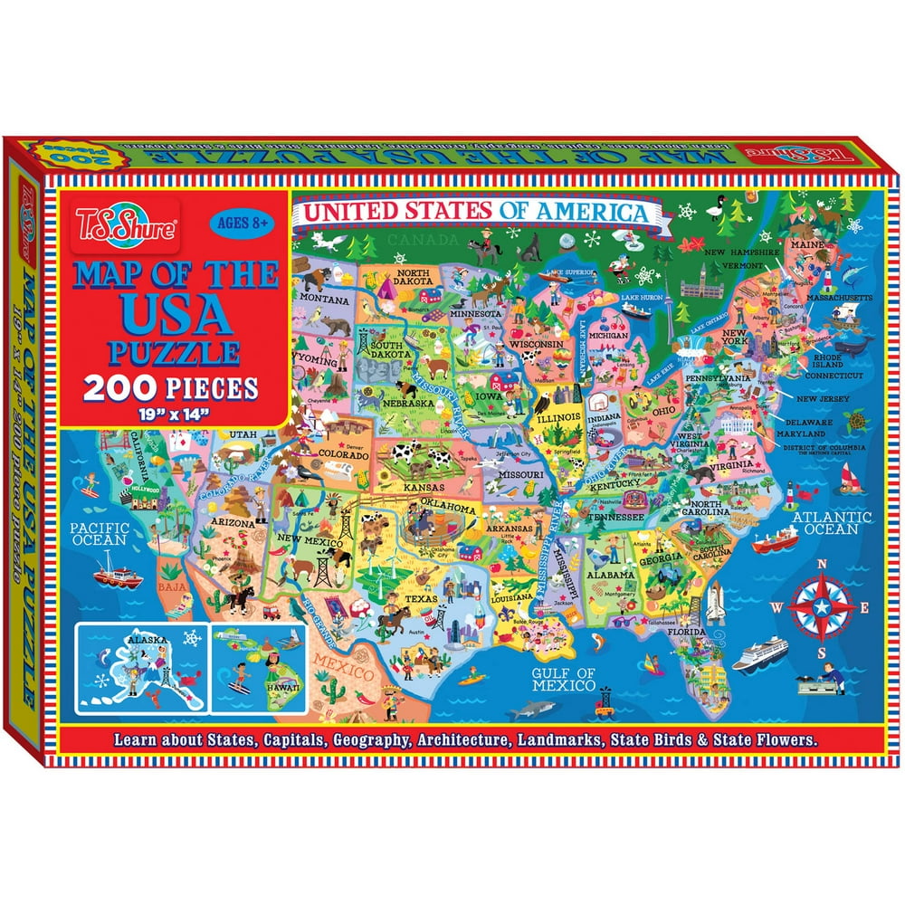 ts shure map of the usa jigsaw puzzle 200 pieces walmartcom