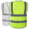 thumbnail image 3 of 9 Pockets Class 2 High Visibility Zipper Front Safety Vest With Reflective Strips, Yellow Meets Ansi/isea Standards, 3 of 5