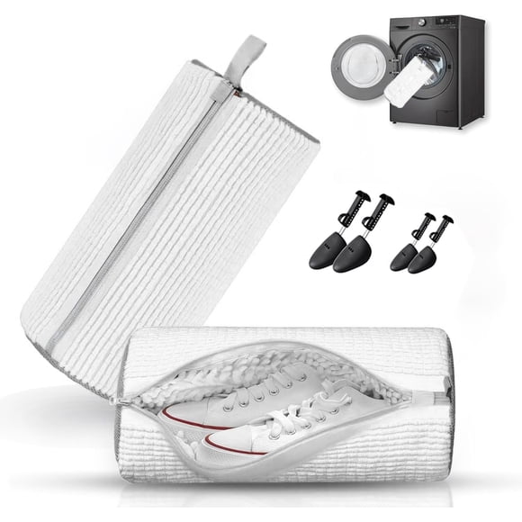 2 Bolsa De Lavandería Para Zapatos, Con 4 Horma para Zapatos Ajustable y Cremallera Oculta, Limpieza 360°, Protege Tus Tenis, Reutilizable, Laundry Bag Tenis Perfecto Para Todos Los