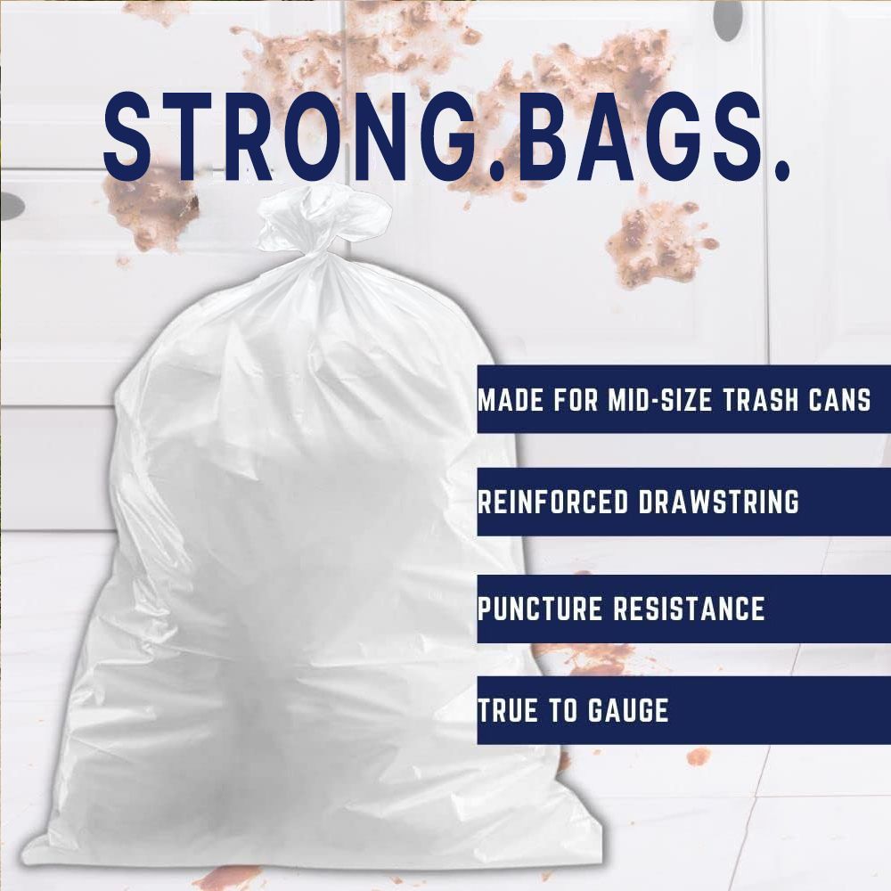 30 Gallon Disposable Trash Bags, 100 Count, White Large Garbage Bags, Multipurpose for Home Garden Industrial