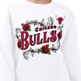 thumbnail image 3 of Women's G-III 4Her by Carl Banks White Chicago Bulls Roses Fleece Tri-Blend Sweatshirt, 3 of 3