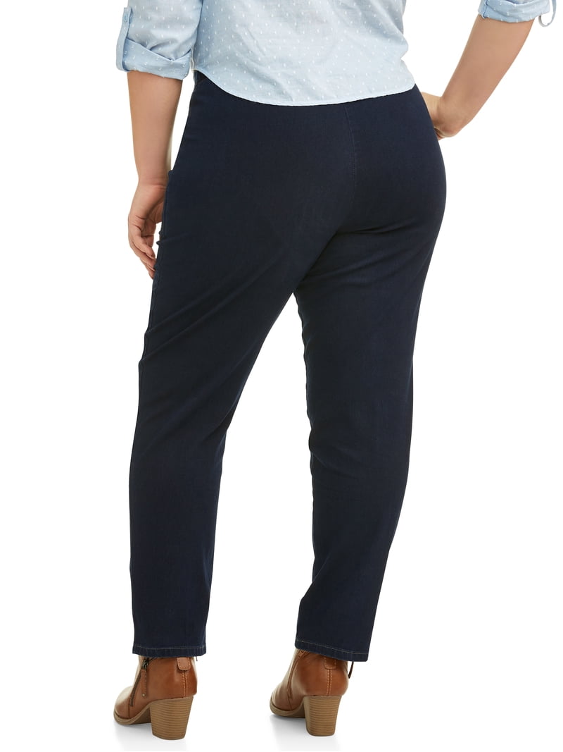 Just My Size Women's Plus Size Pull on Stretch Woven Pants, Also