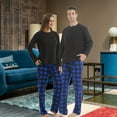 thumbnail image 6 of LNFINTDO Matching Couple Pajama Set, Matching Pjs for Couples, Plaid Pajama Set for Women and Men Soft Warm Fleece Shirt and Pants Sleepwear Set, Blue Plaid, Medium, 6 of 7