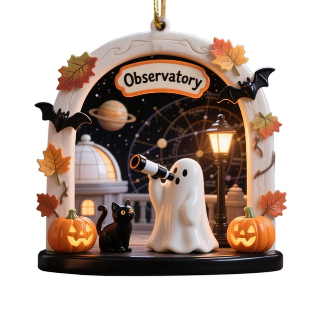 Decoraciones colgantes espeluznantes de Halloween | Lindos adornos de fantasmas con linternas y gatos negros | Decoración navideña colgante para exhibir en el árbol de Halloween, ideas de regalo