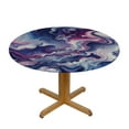 thumbnail image 3 of Nawypu Watercolor Marble Purple Fitted Round Table Cover with Elastic Protector Table Kitchen Dinner Waterproof Oil-Proof Tablecloth, 3 of 7