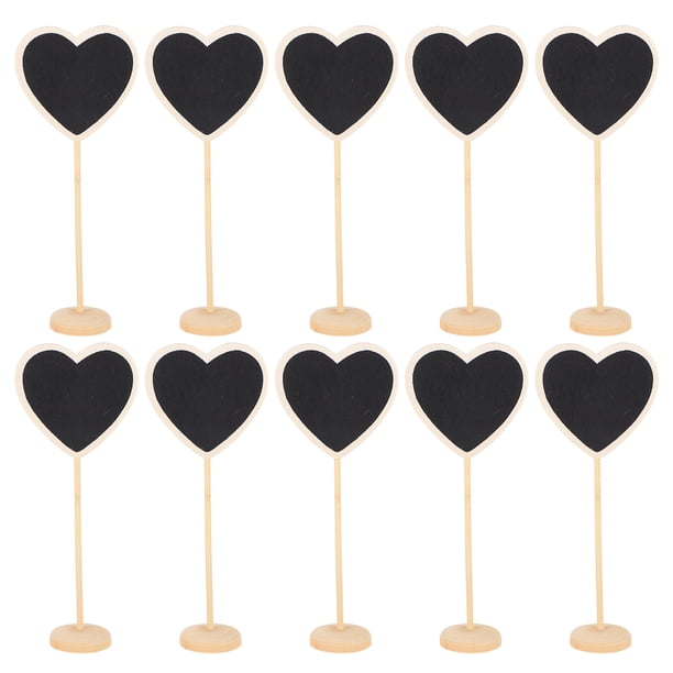 EeaseMX 10 mini letreros de pizarra de madera con forma de corazón para mensajes.