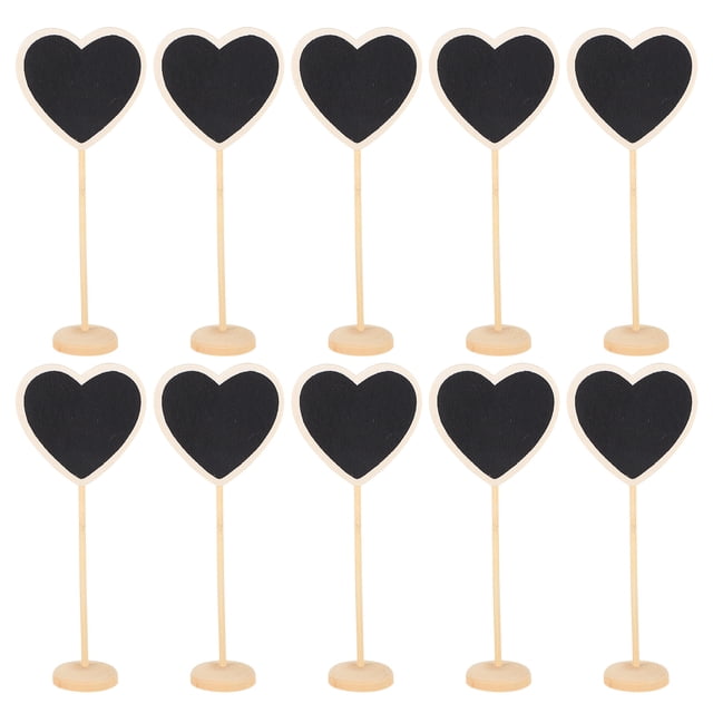 KAKOWELY Mini Chalkboard Sign 10Pcs Heart Shaped Blackboard Sign Wood Mini Chalkboard Signs Message Board Signs6.89"X2.95"X0.12"