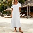 thumbnail image 2 of Bxsruta Womens Casual Maxi Dress Short Sleeve Scoop Neck Loose Flowy T-Shirt Dresses with Pockets, 2 of 7