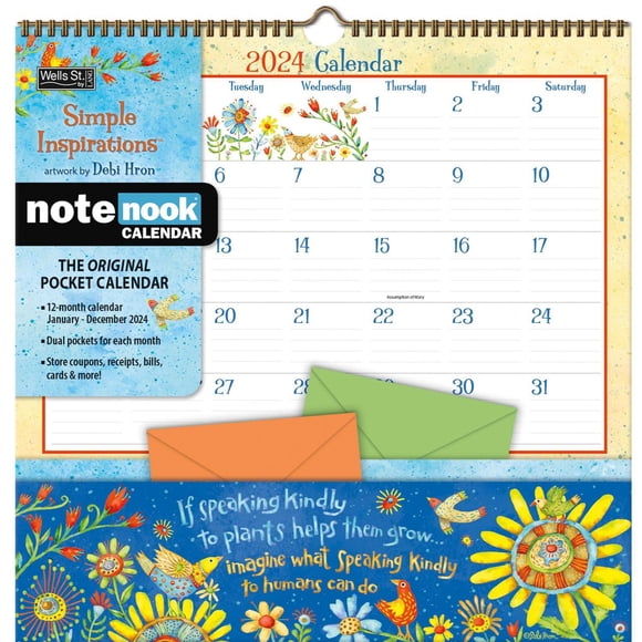 WSBL Simple Inspirations 2024 12x24 Inch Square Wall Calendar, 9781469430317
