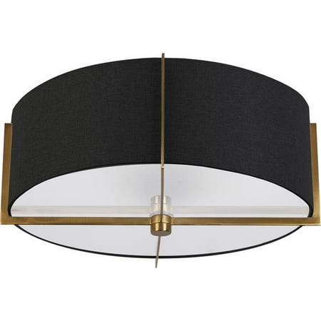 

Dainolite PST-153SF-AGB-BK Preston 3 Light Incandescent Semi-Flush Mount Aged Brass with Black Shade