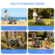 Wagon Stroller for Kids, SaveJoy 3-in-1 Collapsible Stroller Wagon for 2 Toddlers with Removable Canopy, 5-Point Harness, All-Terrain Wheels