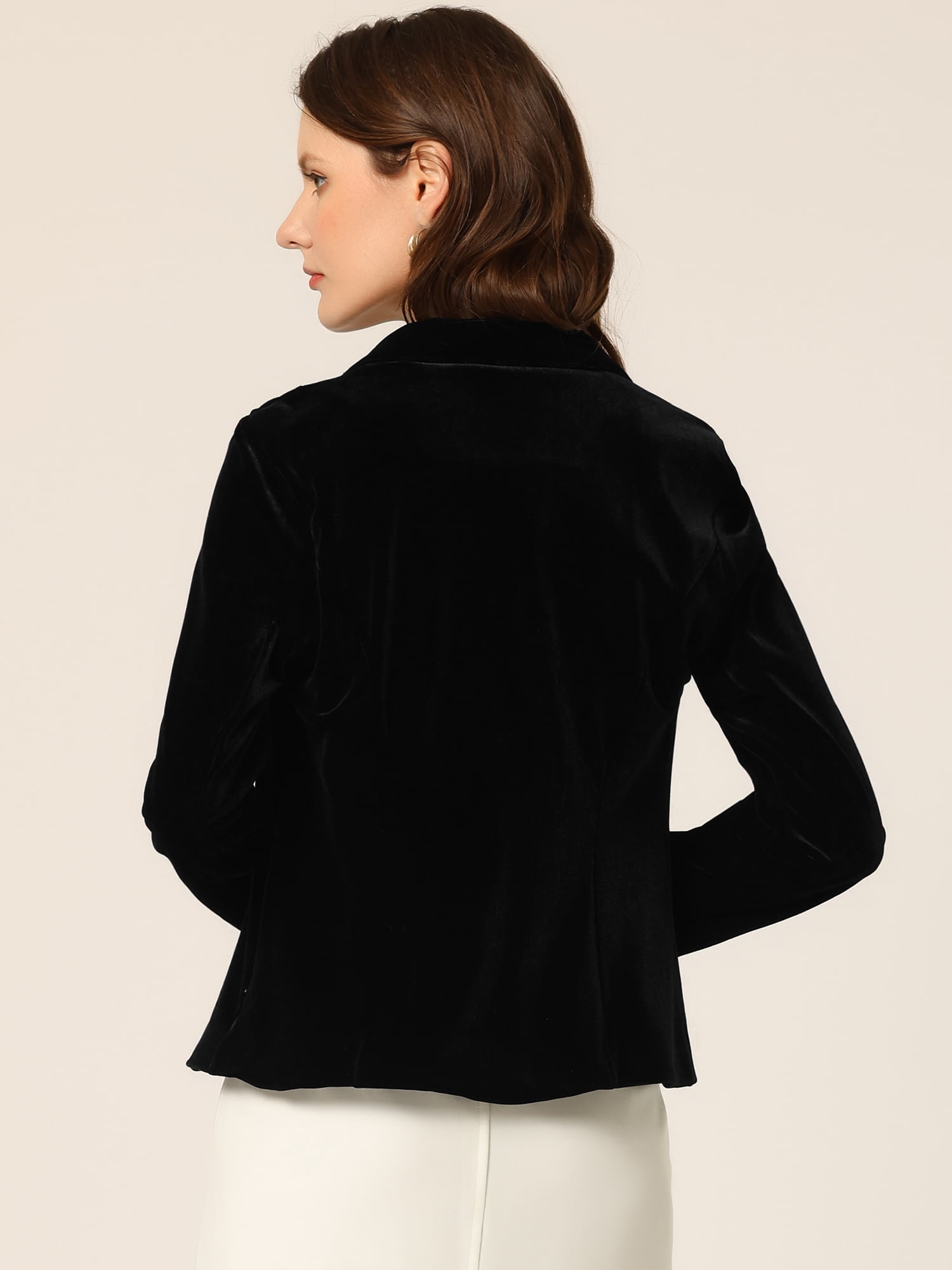 DARING DIVA Women's Suit Notched Lapel Collar Button Velvet Blazer 3XL Black