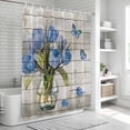 thumbnail image 5 of Blue Tulip Shower Curtain Set - 48" x 72" Washable Bathtub Curtain with 12 Hooks, Vintage Spring Floral Retro Art Butterfly Wooden Waterproof Fabric Stall Shower Curtains for Bathroom/Bathtub Décor, 5 of 6
