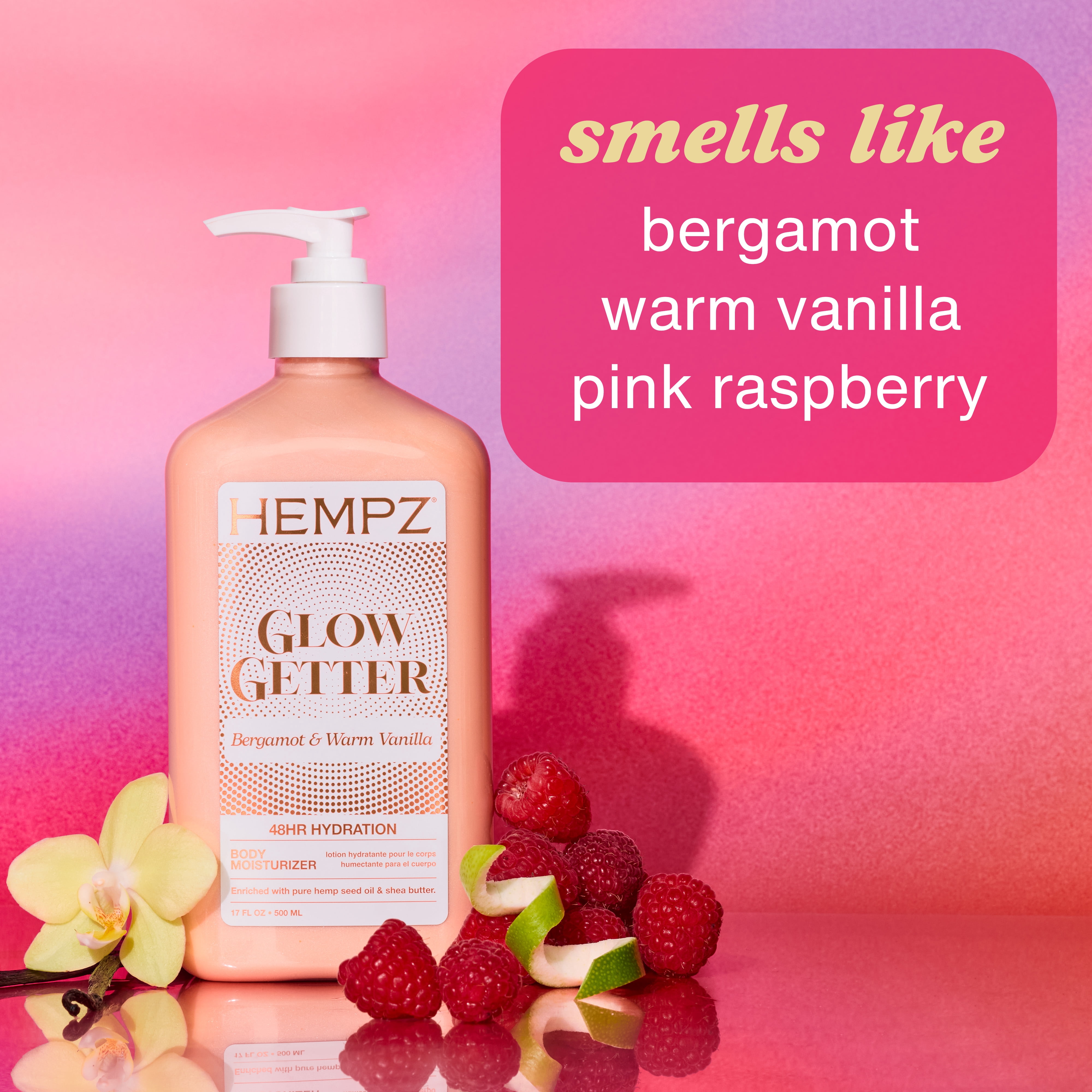 Hempz, Glow Getter Shimmer Body Lotion, 17 fl oz, Radiant Glow