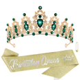 thumbnail image 1 of Tiara Atoden Green con forma de corona de cumpleaños y banda de reina para niñas, 1 of 7